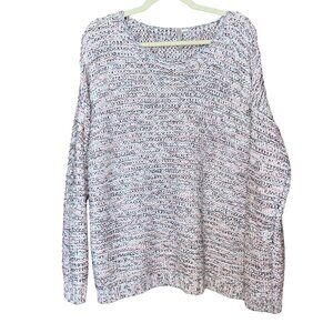 Anthology Womens Loose Knit Sweater Size 12/14 Pink, White, Black Cotton Blend
